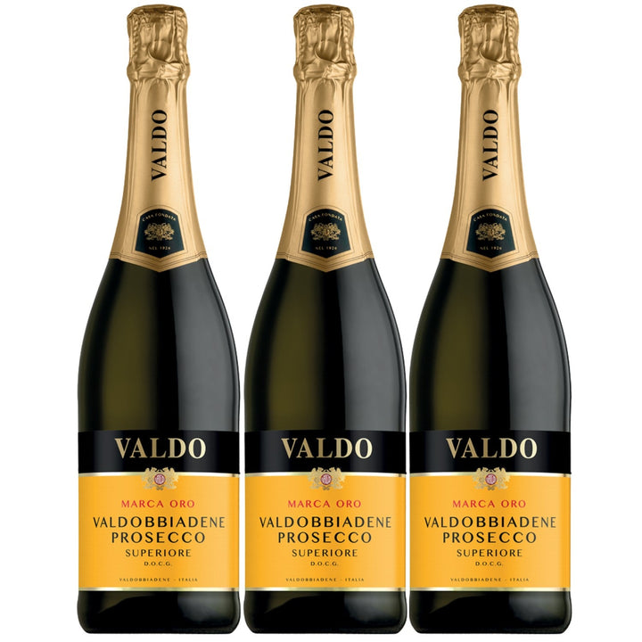 Valdo Marca Oro Prosecco Superiore di Valdobbiadene Spumante DOCG extra trocken Italien (3 x 0,75l - Versanel -