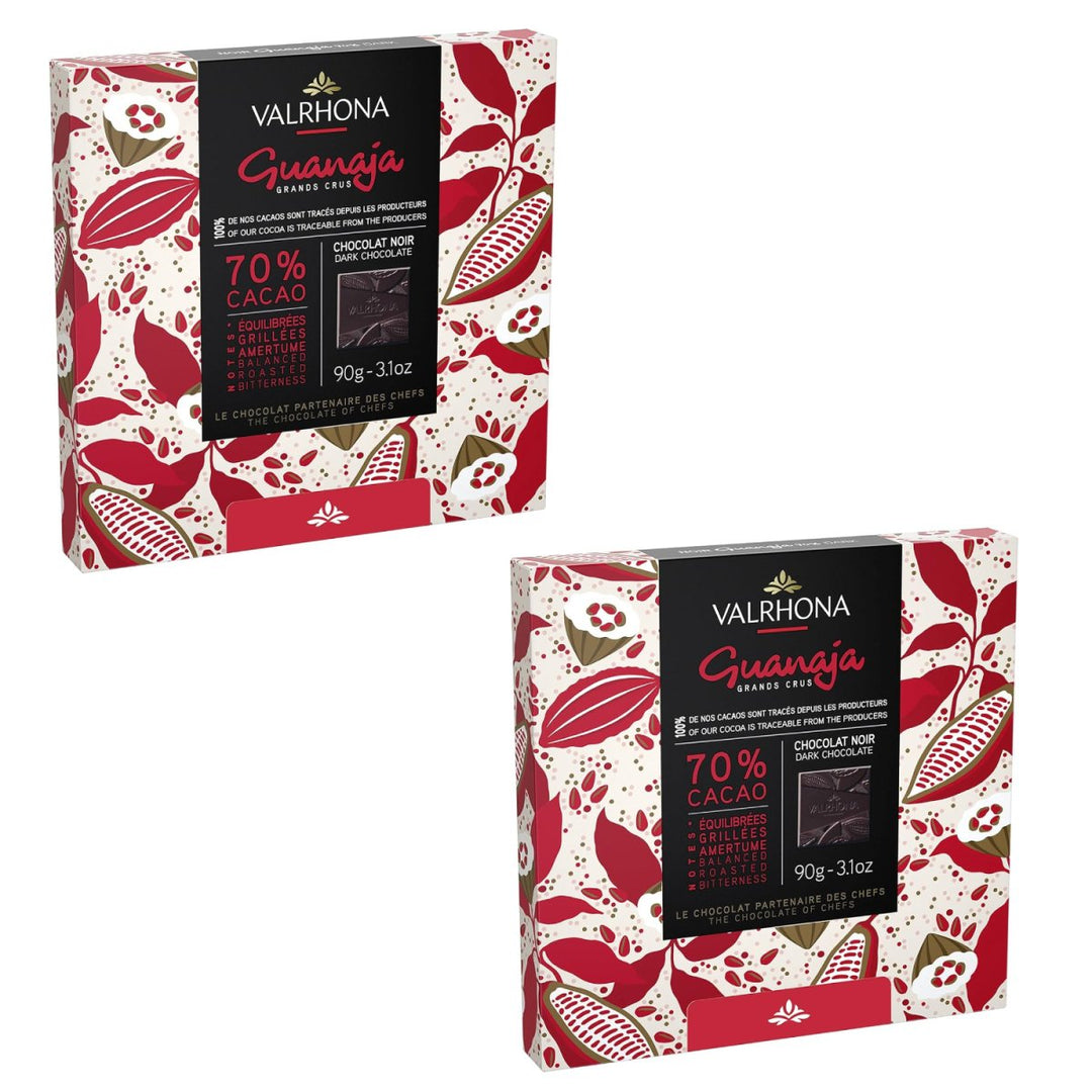 VALRHONA – GESCHENKPACKUNG 18 TÄFELCHEN GUANAJA 70 % DUNKLE SCHOKOLADE (2 x 90 g ) - Versanel -