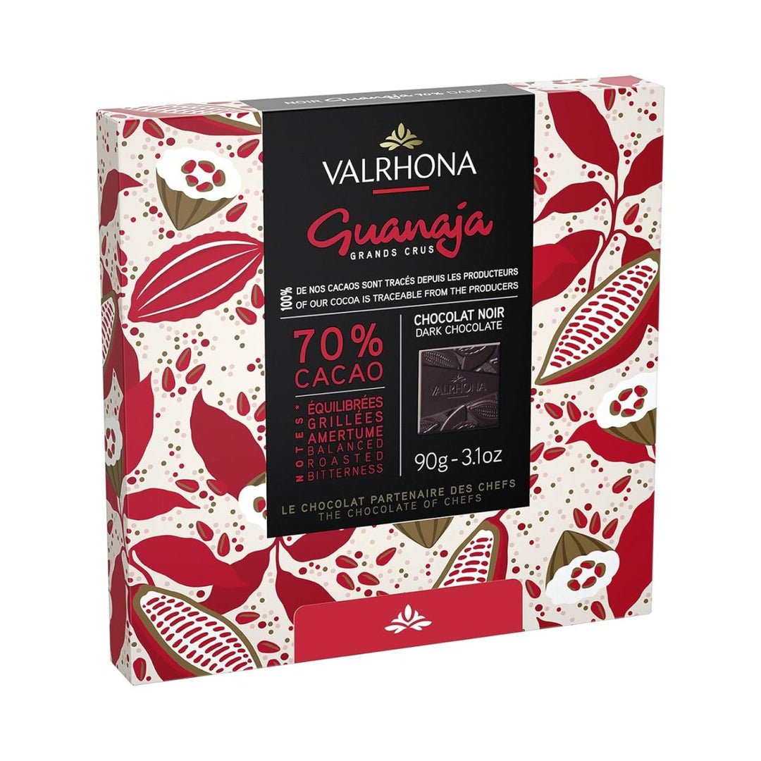 VALRHONA – GESCHENKPACKUNG 18 TÄFELCHEN GUANAJA 70 % DUNKLE SCHOKOLADE (4 x 90 g ) - Versanel -