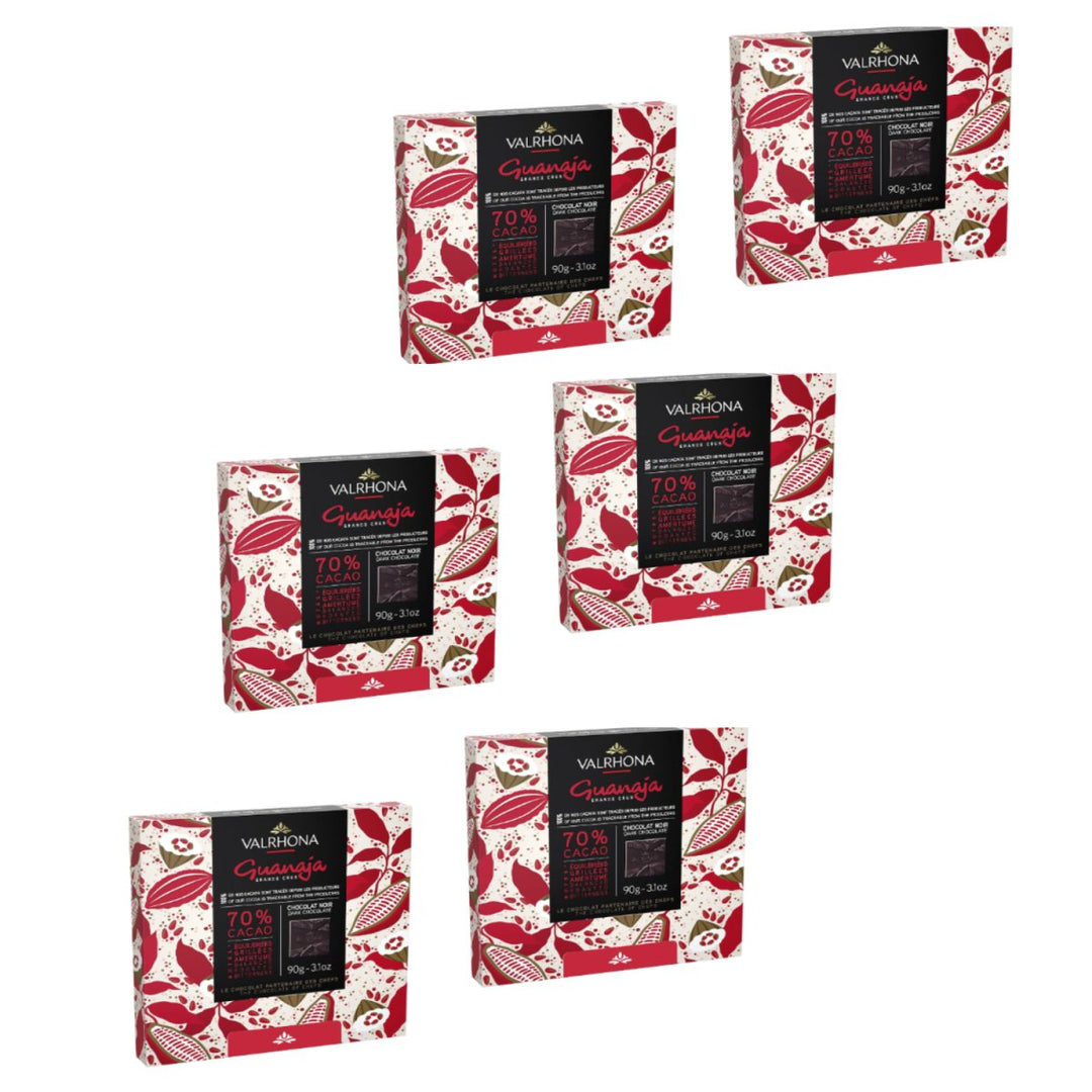 VALRHONA – GESCHENKPACKUNG 18 TÄFELCHEN GUANAJA 70 % DUNKLE SCHOKOLADE (6 x 90 g ) - Versanel -