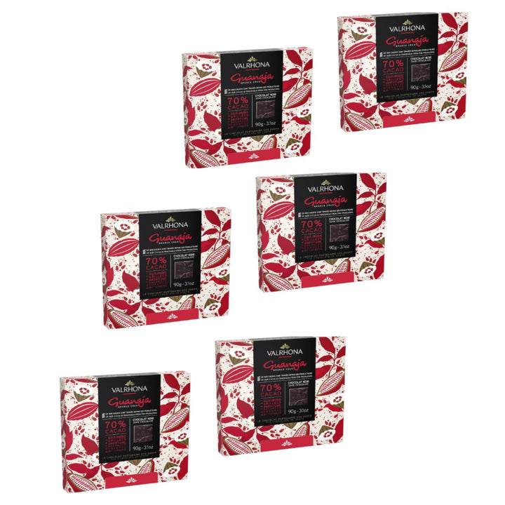 VALRHONA – GESCHENKPACKUNG 18 TÄFELCHEN GUANAJA 70 % DUNKLE SCHOKOLADE (6 x 90 g ) - Versanel -