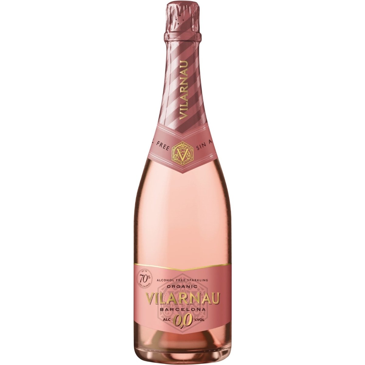 Vilarnau Cava Brut Rosado 0,0 Schaumwein Roséwein Wein trocken alkoholfrei Spanien (12 x 0,75l) - Versanel -