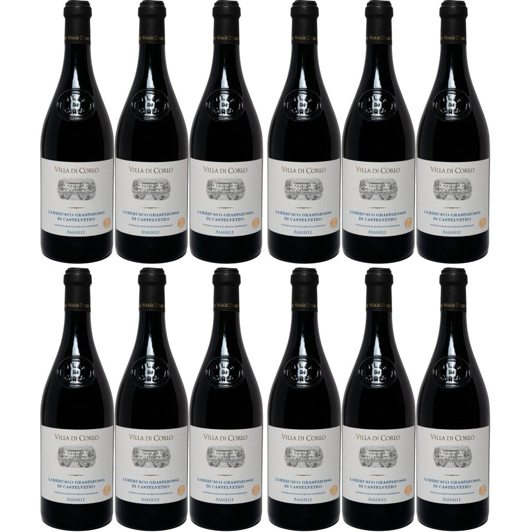 Villa di Corlo Lambrusco Grasparossa di Castelvetro DOC Amabile roter Perlwein süß Rotwein Italien (12 x 0,75l) - Versanel -
