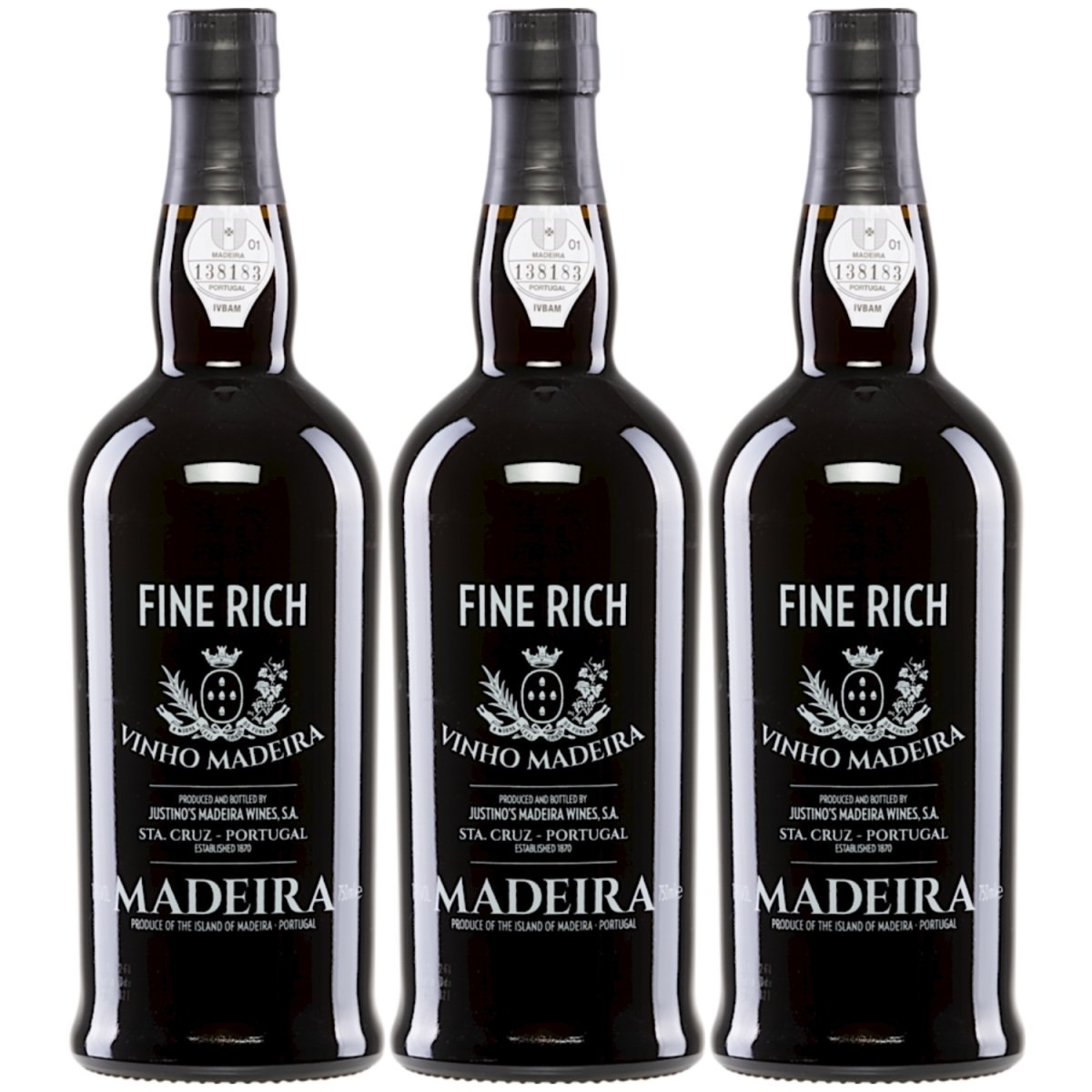Vinhos Justino Henriques Justino's Fine Rich Madeira Likörwein süß Portugal (3 Flaschen) - Versanel -