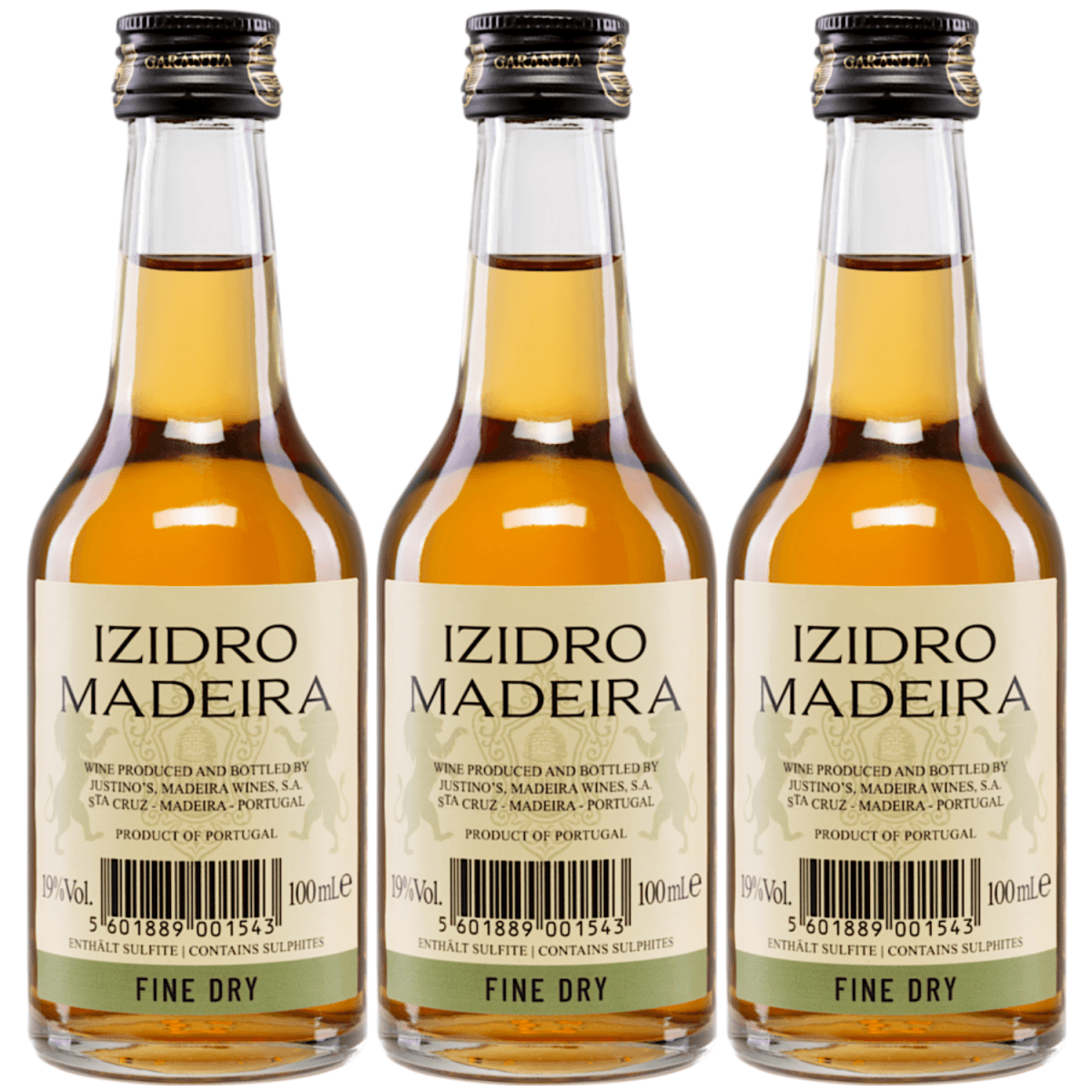 Vinhos Justino Henriques Justino's Izidro Fine Dry 3 Years Old Miniatur Madeira Likörwein trocken Portugal (3 Flaschen) - Versanel -