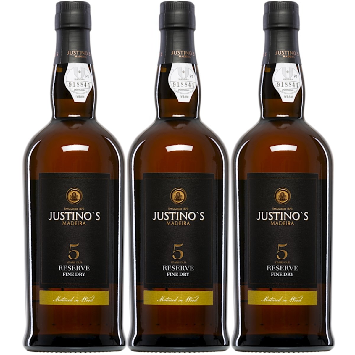 Vinhos Justino Henriques Justino's Reserve Fine Dry 5 Years Old Madeira Likörwein halbtrocken Portugal (3 Flaschen) - Versanel -