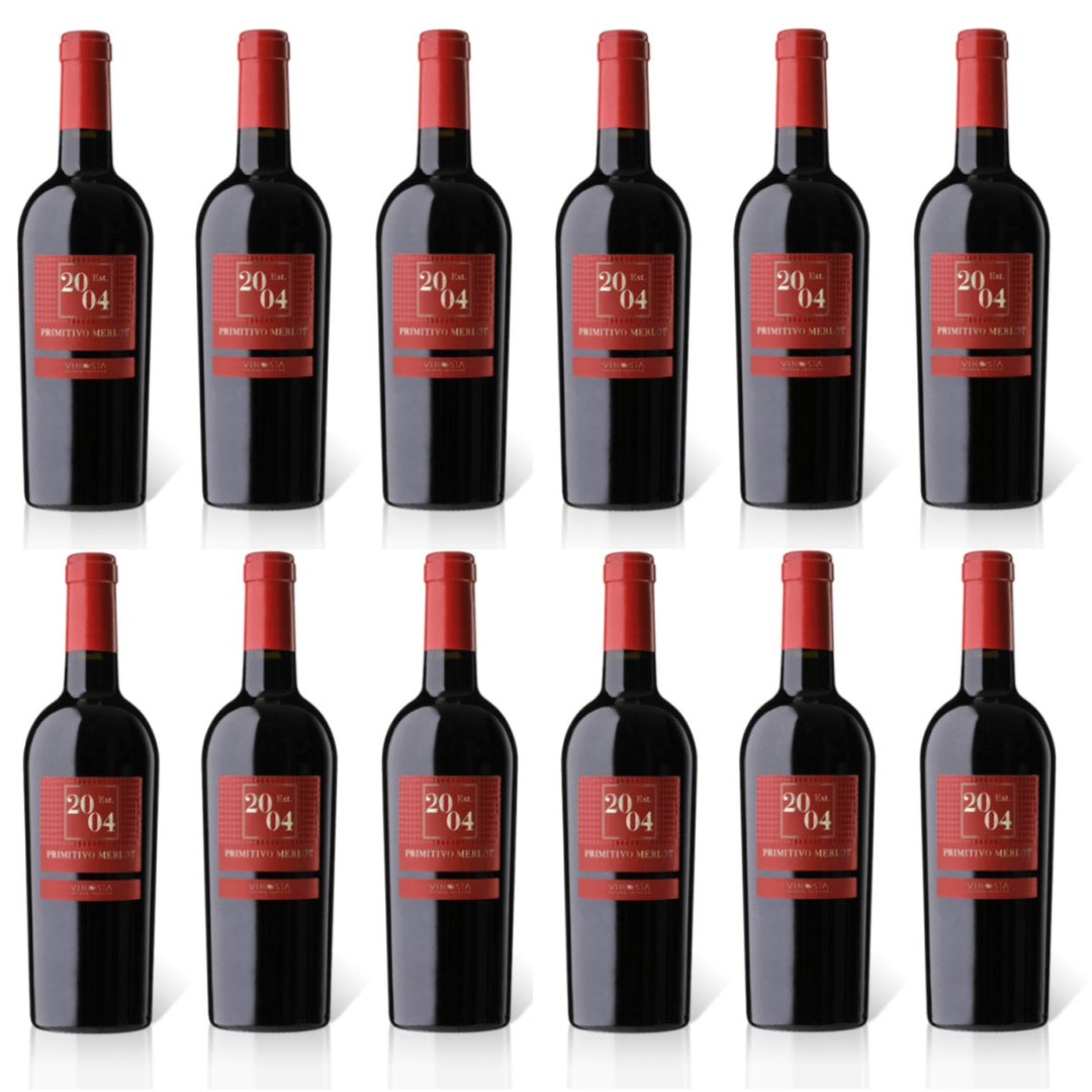 Vinosía Est. 2004 Primitivo Merlot Salento IGT Rotwein Wein Trocken Italien (12 x 0,75l) - Versanel -