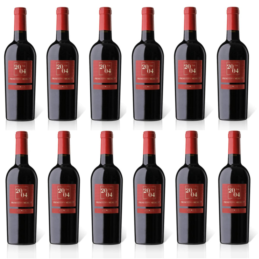 Vinosía Est. 2004 Primitivo Merlot Salento IGT Rotwein Wein Trocken Italien (12 x 0,75l) - Versanel -