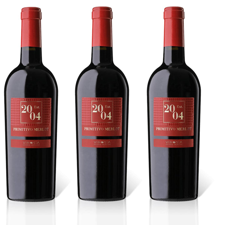 Vinosía Est. 2004 Primitivo Merlot Salento IGT Rotwein Wein Trocken Italien (3 x 0,75l) - Versanel -