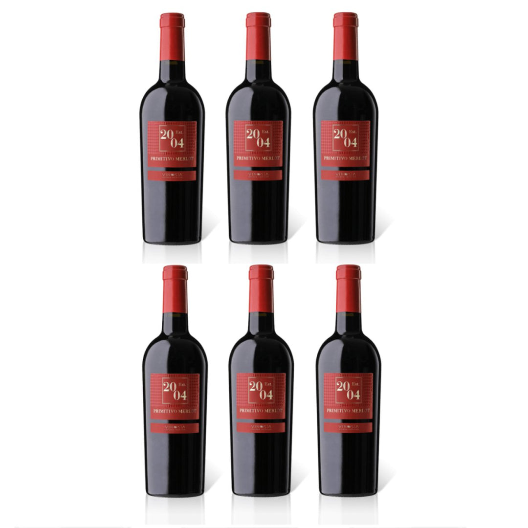 Vinosía Est. 2004 Primitivo Merlot Salento IGT Rotwein Wein Trocken Italien (6 x 0,75l) - Versanel -