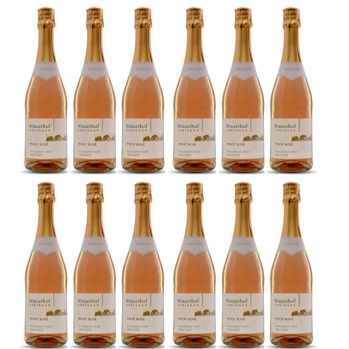 Winzerhof Ebringen Pinot Rosé Sekt b.A. trocken Roséwein Wein Deutschland (12 x 0,75 l) - Versanel -