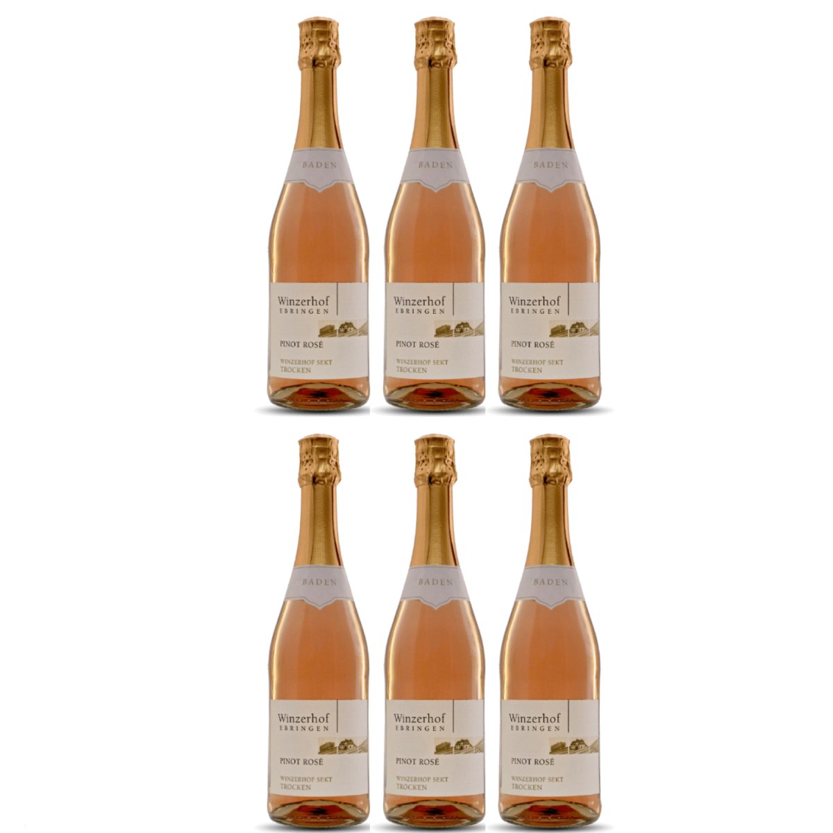 Winzerhof Ebringen Pinot Rosé Sekt b.A. trocken Roséwein Wein Deutschland (6 x 0,75 l) - Versanel -