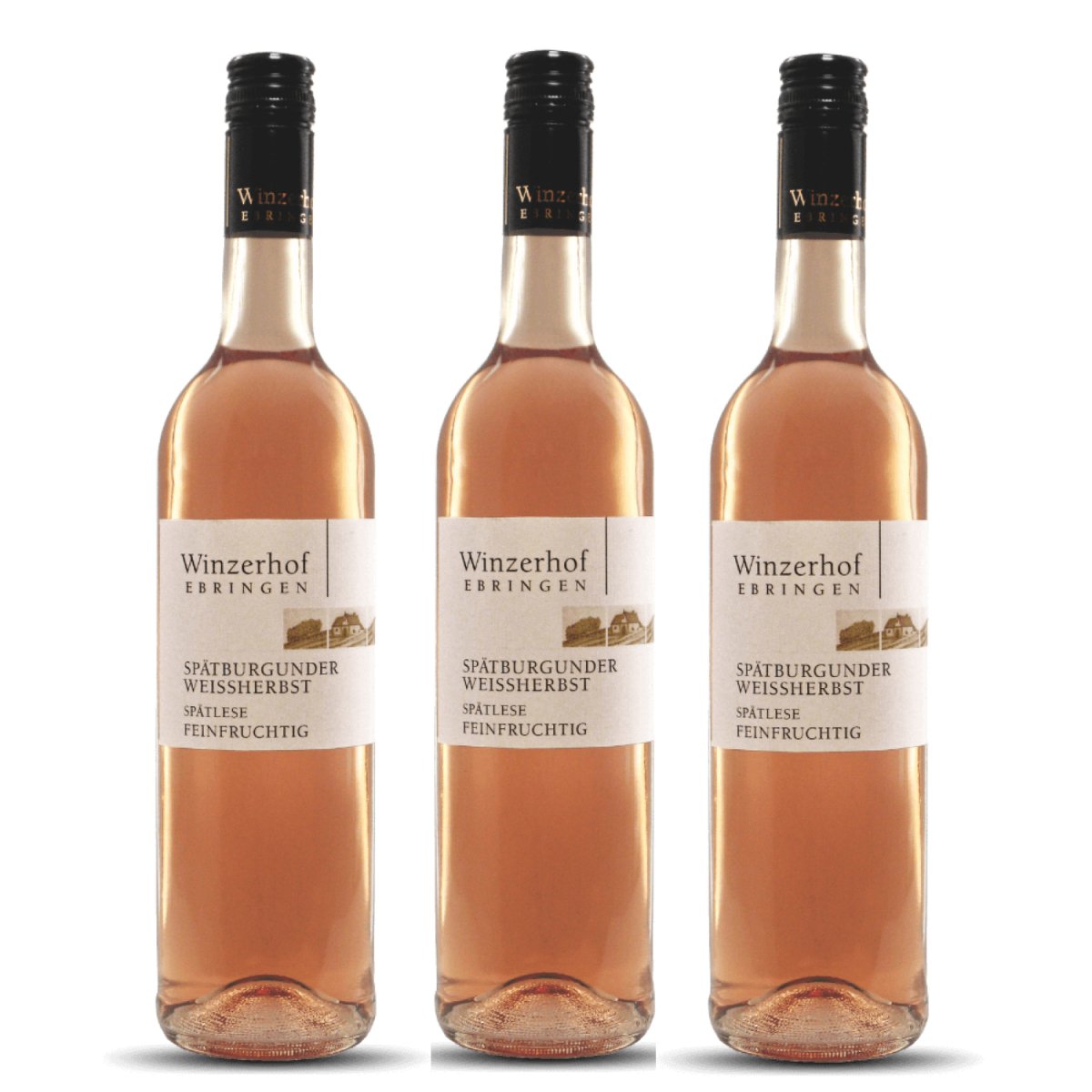 Winzerhof Ebringen Spätburgunder Weißherbst Spätlese feinfruchtig Roséwein Wein Deutschland (3 x 0,75 l) - Versanel -