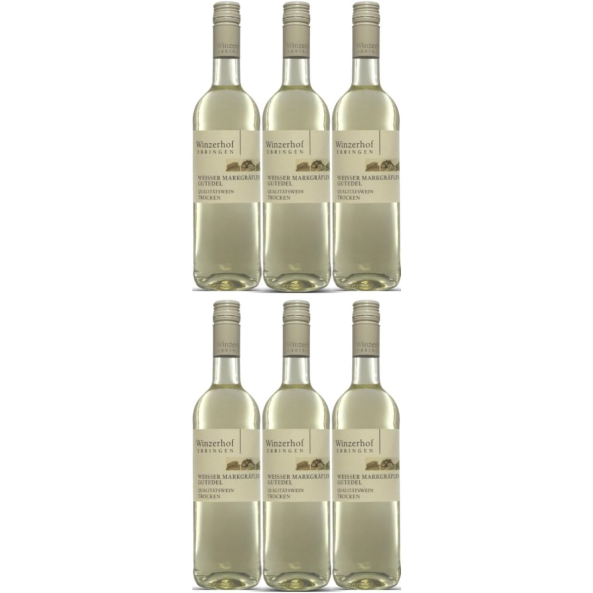 Winzerhof Ebringen Weißer Markgräfler Gutedel trocken Weißwein Wein Deutschland (6 x 0,75 l) - Versanel -