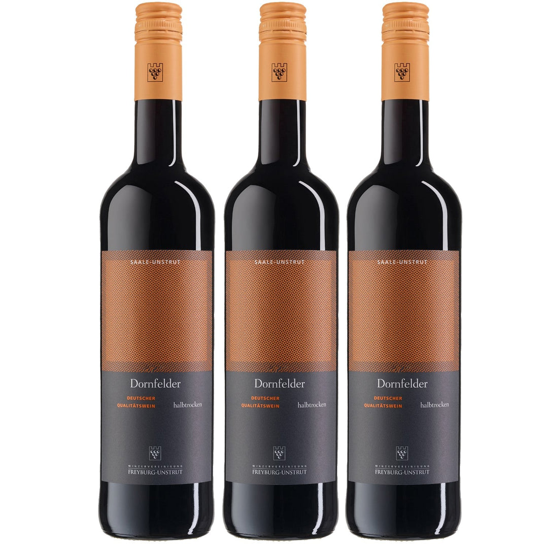 WV Freyburg-Unstrut Dornfelder Rotwein Wein halbtrocken Deutschland (3 x 0.75l) - Versanel -