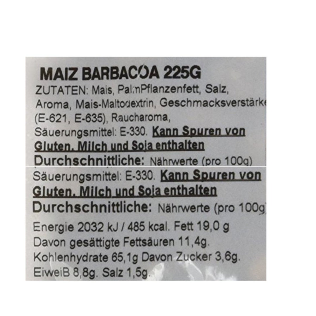 Zanuy Maiz Barbacoa (9 x 225 g) Mais-Snack geröstet knusprig gesalzen Barbecue Raucharoma Spanien - Versanel -